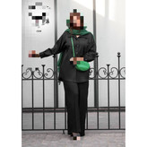 50504 ست مانتو شلوار شومیز شلوار ابرو بادی گِرَم بالا فری ۳۸ تا ۴۴