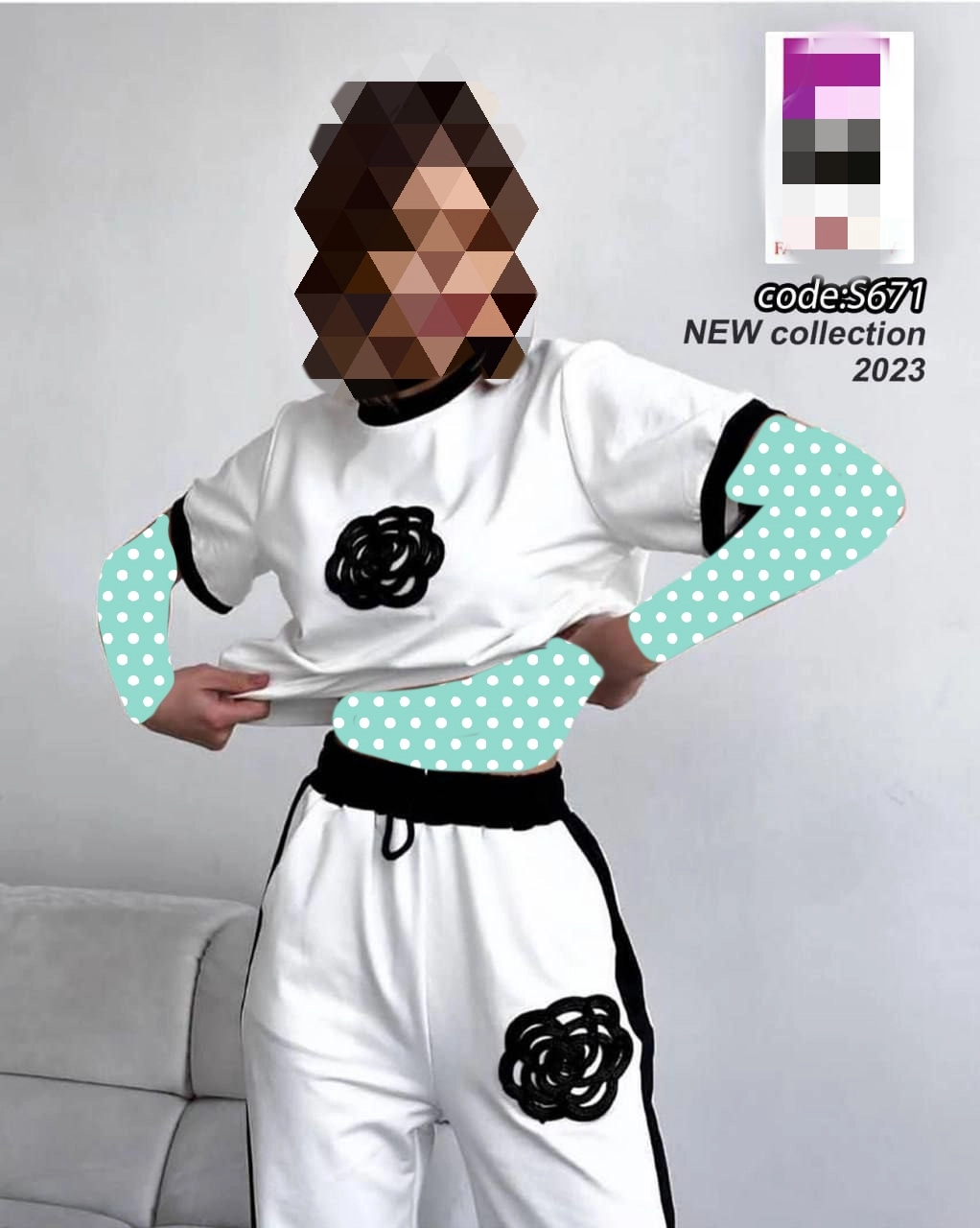 ست تیشرت و شلوار بگ ویسکوز فول کشی عالی چاپ کاتر کره ای فری ۳۶ تا ۴۲ به ۴۴ جذب تن شیک