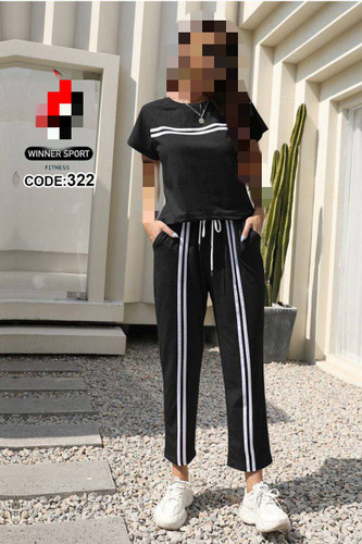 ست تیشرت شلوار ویسکوز فول کشی تیپ لاکرا فری ۳۸ تا ۴۴ تن شیک