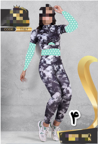 ستورزشی اسپرت نیمتنه کراپ و شلوار لگ کمر گنی فلامنت دو رو عالی فری ۳۸ تا ۴۲ تن شیک