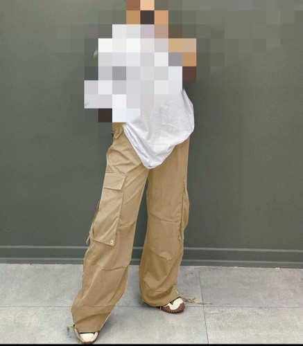 شلوار بگ کارگو کتان پوپلین درجه یک عالی فری ۳۶ تا ۴۴ تن شیک