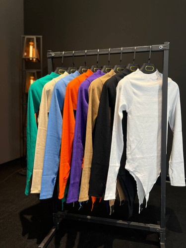 بادی پنبه کبریتی یقه ۳ سانتی آستین فینگر دار شستی فری ۳۸ تا ۴۴ تن شیک