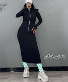 پیراهن تونیک ماکسی بلند آستین شصتی جلو یقه زیپدار فانریپ پنبه کبریتی عالی فری ۳۶ تا ۴۴ تن شیک