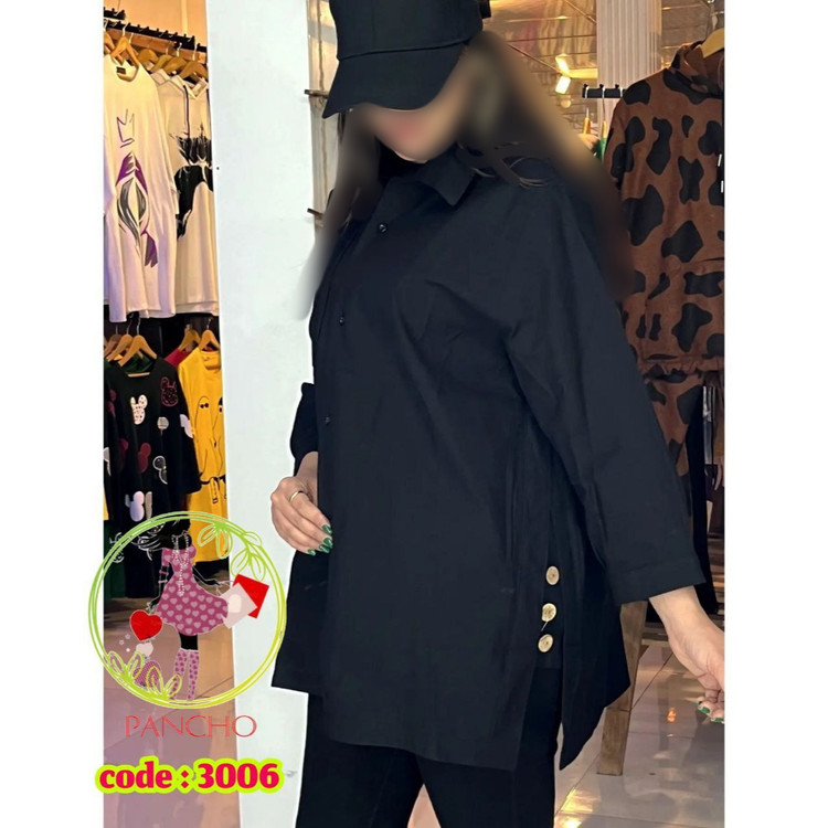 مانتو تک رنگ مشکی بغل دکمه خور لینن درجه یک عالی جشنواره تابستانه فری ۳۶ تا ۴۴ تن شیک