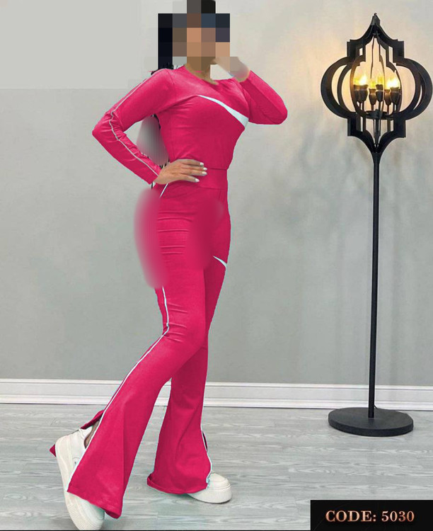 ست کراپ شلوار دمپا گشاد چاکدار فانریپ پنبه کبریتی عالی فری ۳۶ تا ۴۲ تن شیک