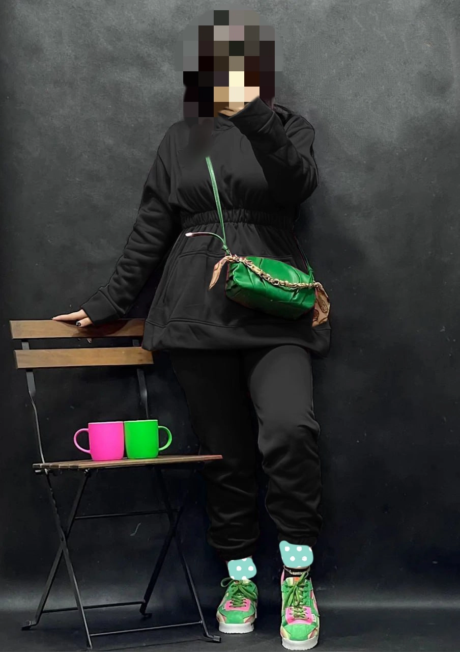 50702 ست هودی جاگر عروسکی دامنی کمر گتردار کلاهدار دورس داخل کرکی فری ۳۶ تا ۴۴ تن شیک