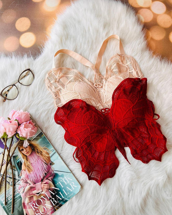 کراپ نیمتنه گیپور پروانه ای فانتزی و شیک قد ۳۷ فری از ۳۸ تا ۴۴ تن شیک