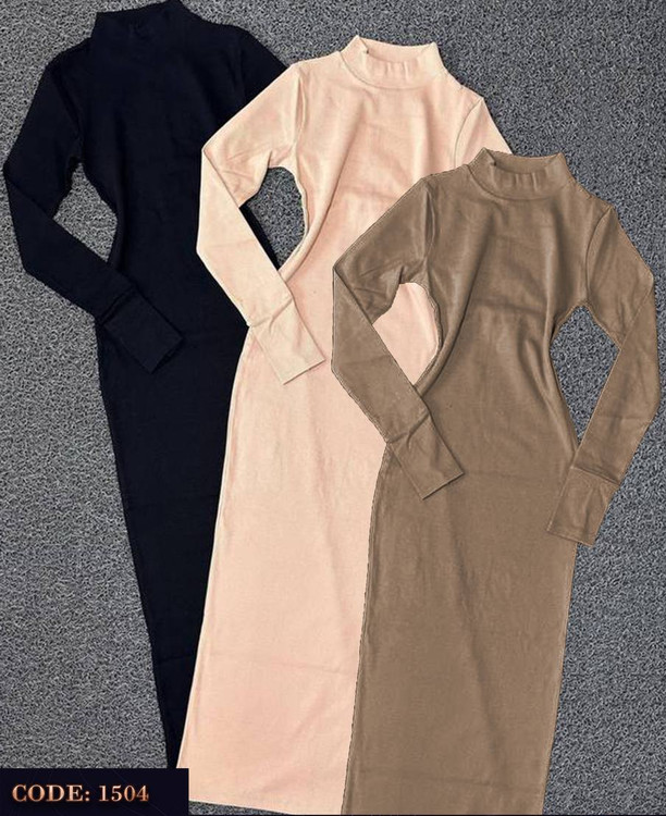 1504 پیراهن تونیک ماکسی بلند یقه اسکی فانریپ کبریتی عالی فری ۳۶ تا ۴۴ تن شیک