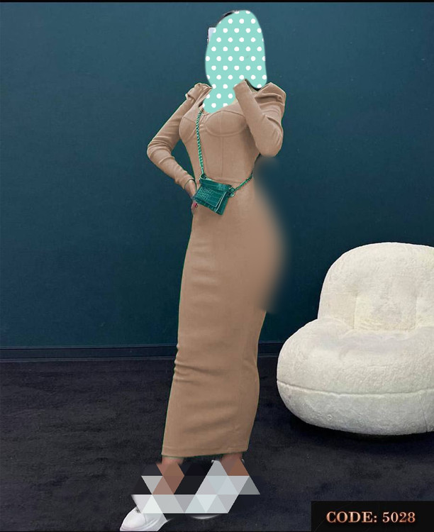 پیراهن ماکسی ژپون دار آستین پفکی فانریپ کبریتی عالی فری ۳۶ تا ۴۶ قد ۱۳۵ تن شیک