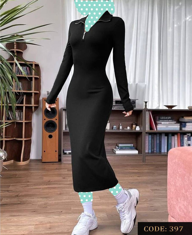 پیراهن ماکسی جلو یقه زیپدار فانریپ پنبه کبریتی قد ۱۳۰ فری ۳۶ تا ۴۴ تن شیک