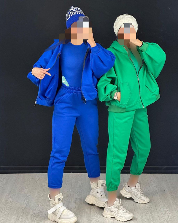 50708 ست ۳ تیکه هودی خفاشی سویشرتی و شلوار دورس داخل کرکی و بادی فانریپ فری ۳۶ تا ۴۴ تن شیک