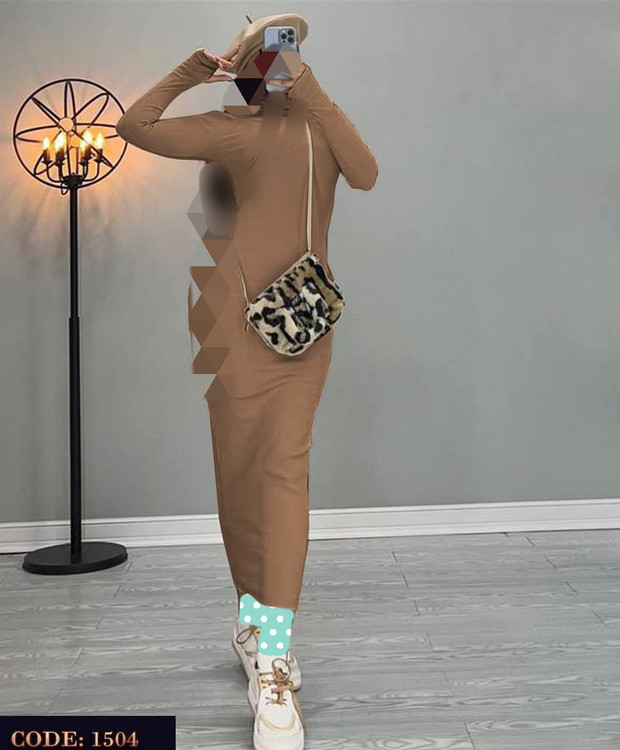 1504 پیراهن تونیک ماکسی بلند یقه اسکی فانریپ کبریتی عالی فری ۳۶ تا ۴۴ تن شیک