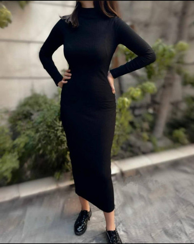 1504 پیراهن تونیک ماکسی بلند یقه اسکی فانریپ کبریتی عالی فری ۳۶ تا ۴۴ تن شیک