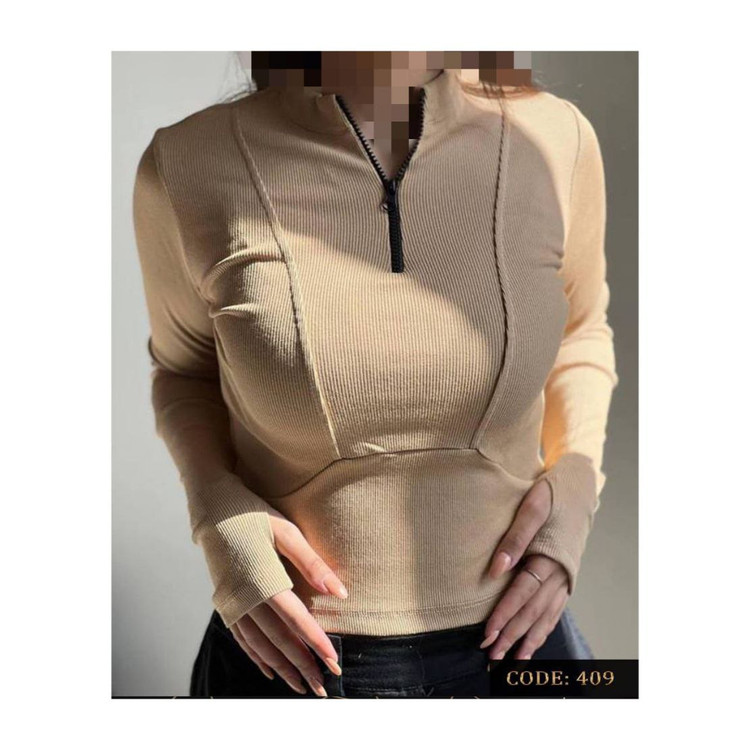 نیمتنه نیم تنه کراپ زیپدار فینگردار فانریپ پنبه کبریتی عالی قد ۵۵ فری ۳۶ تا ۴۴ تن تاک