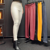 شلوار لگ چرم داخل مخمل اورجینال ترک قد ۹۰ کمرگنی سایزبندی از لارج تا دو ایکس لارج تن شیک