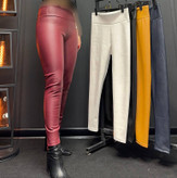 شلوار لگ چرم داخل مخمل اورجینال ترک قد ۹۰ کمرگنی سایزبندی از لارج تا دو ایکس لارج تن شیک