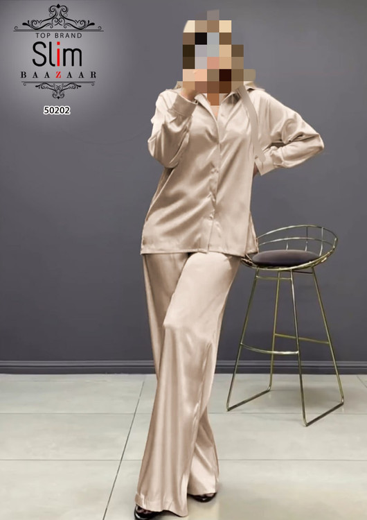 ست شومیز و شلوار ساتن درجه یک عالی دوخت مزونی فری ۳۸ تا ۴۴ تن شیک