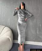 416 پیراهن بلند مجلسی مخمل ساده کره ای دو ور کش قد از سرشانه ۱۳۵ فری سایز ۳۶ تا ۴۶ تن شیک