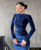 416 پیراهن بلند مجلسی مخمل ساده کره ای دو ور کش قد از سرشانه ۱۳۵ فری سایز ۳۶ تا ۴۶ تن شیک