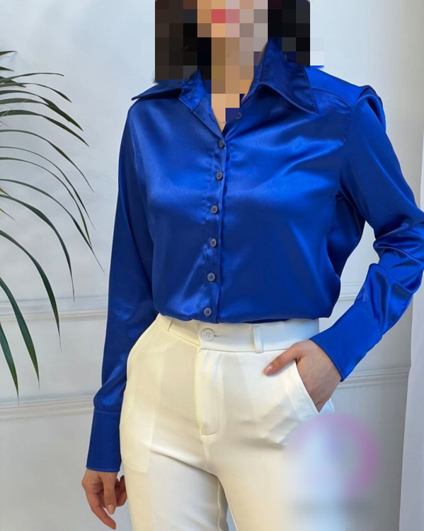 شومیز تک یقه مردونه ساتن گِرَم بالا کیفیت عالی درجه یک فری ۳۸ تا ۴۶ تن شیک