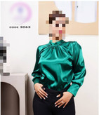 شومیز تک مجلسی یقه چین دار ساتن گِرَم بالا درجه یک کیفیت عالی فری ۳۸ تا ۴۶ تن شیک