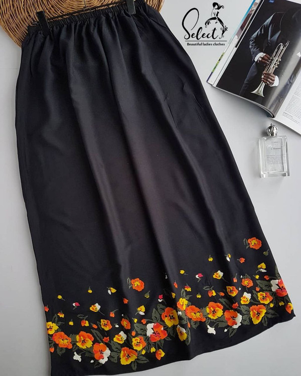 دامن نخی گل اطلسی نخ صد در صد بدون مواد قد ۹۵ فری ۳۸ تا ۶۰ تن شیک