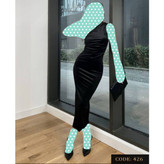 پیراهن مجلسی رومی مخمل دو طرف کشی قواره دار قد ۱۳۰ فری ۳۶ تا ۴۶ تن شیک