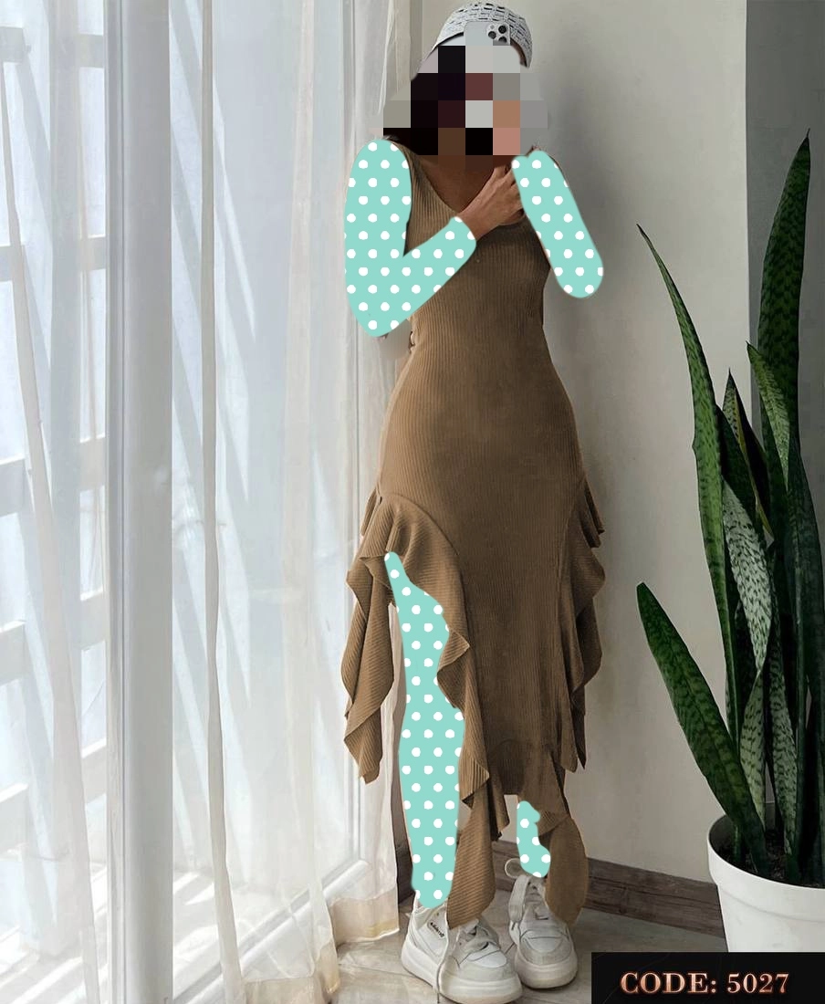 پیراهن ماکسی ریش دار فانریپ پنبه کبریتی فری ۳۶ تا ۴۴ تن شیک