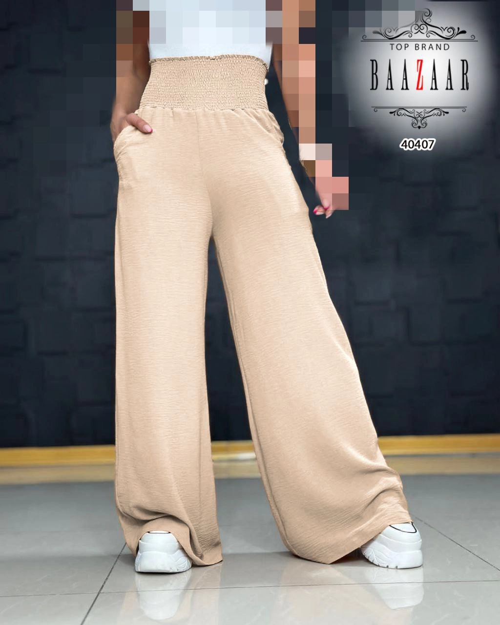 شلوار بگ دمپا گشاد کمر ماسوره ای ابر و بادی عالی قد ۱۰۰ فری ۳۸ تا ۴۲ تن شیک