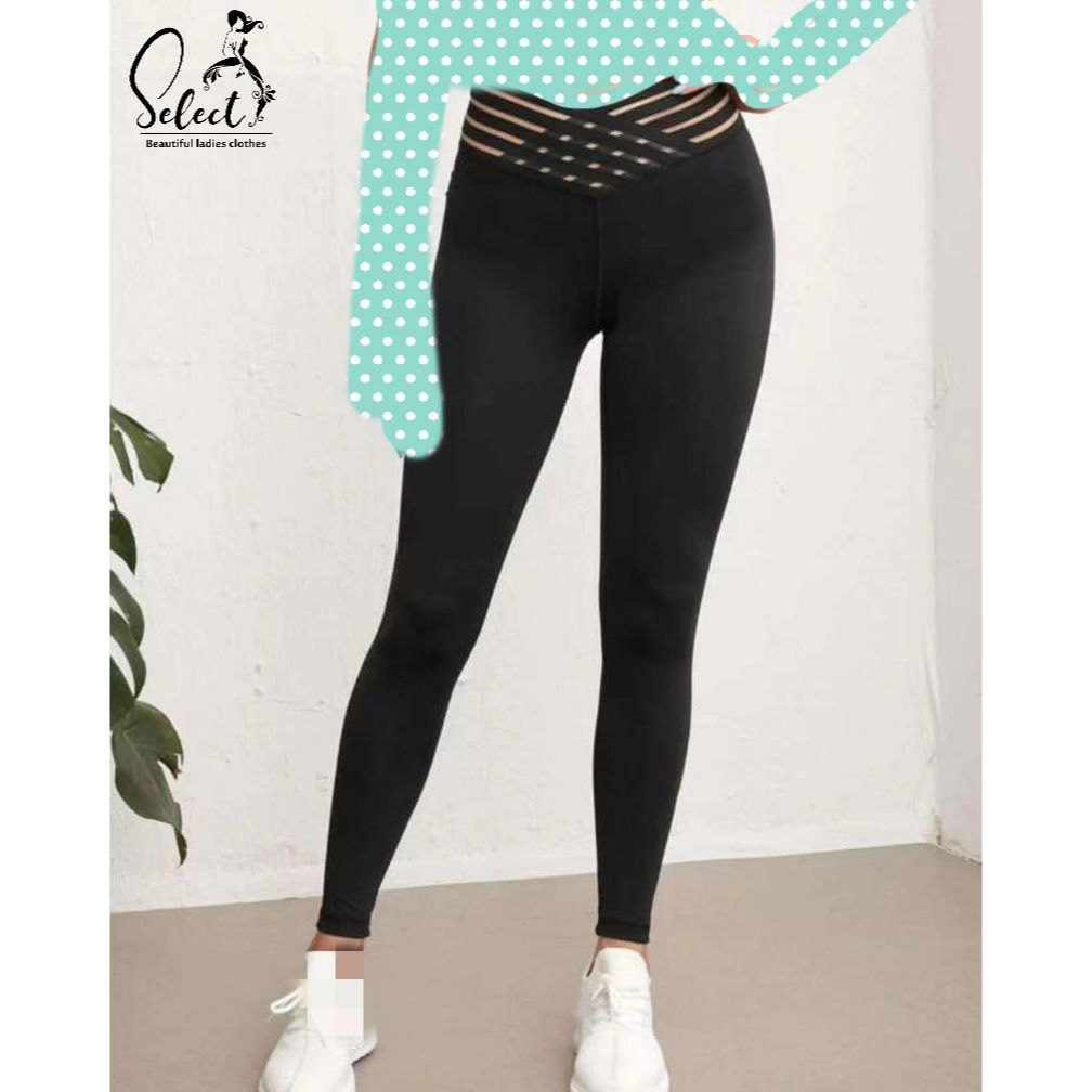 شلوار لگ براق کمر طرحدار میکرو فایبر کش ۶ لاین قد ۹۰ سایزبندی تن شیک