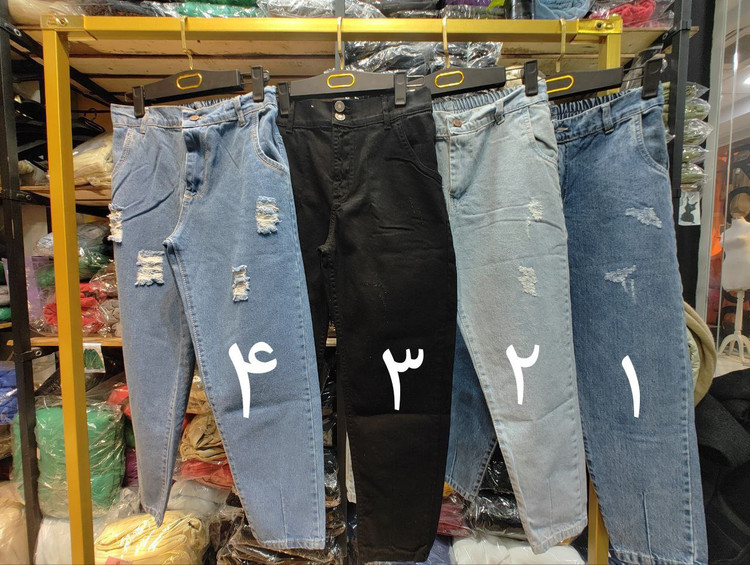 شلوار مام استایل جین پشت کمر کش قد ۹۰ سایزبندی ۳۸ تا ۴۸ تن شیک