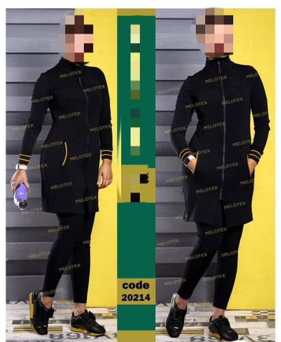 ست مانتو شلوار ورزشی بدون کلاه مغزی دوزی نوار رنگی، در ۲ رنگ سورمه ای ومشکی و در ۲ سایزبندی تن شیک