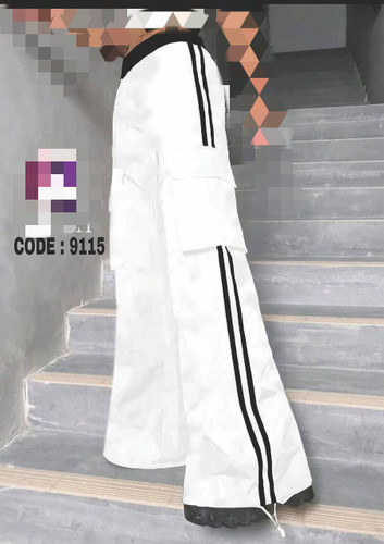 شلوار کارگو بغل نواری دو خط سفید گلکسی پنبه عالی قد ۱۱۰ فری ۳۶ تا ۴۴ تن شیک