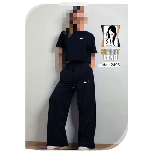 کراپ نیمتنه تیشرت و شلوار بگ پنبه لاکرا فری ۳۶ تا ۴۲ تن شیک