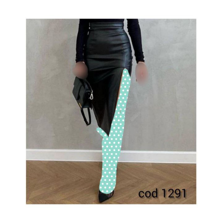 دامن زنانه و دخترانه لاتکس غواصی طرح چرم کمر ۵ سانتی قد ۸۰ فری ۳۶ تا ۴۰ تن شیک