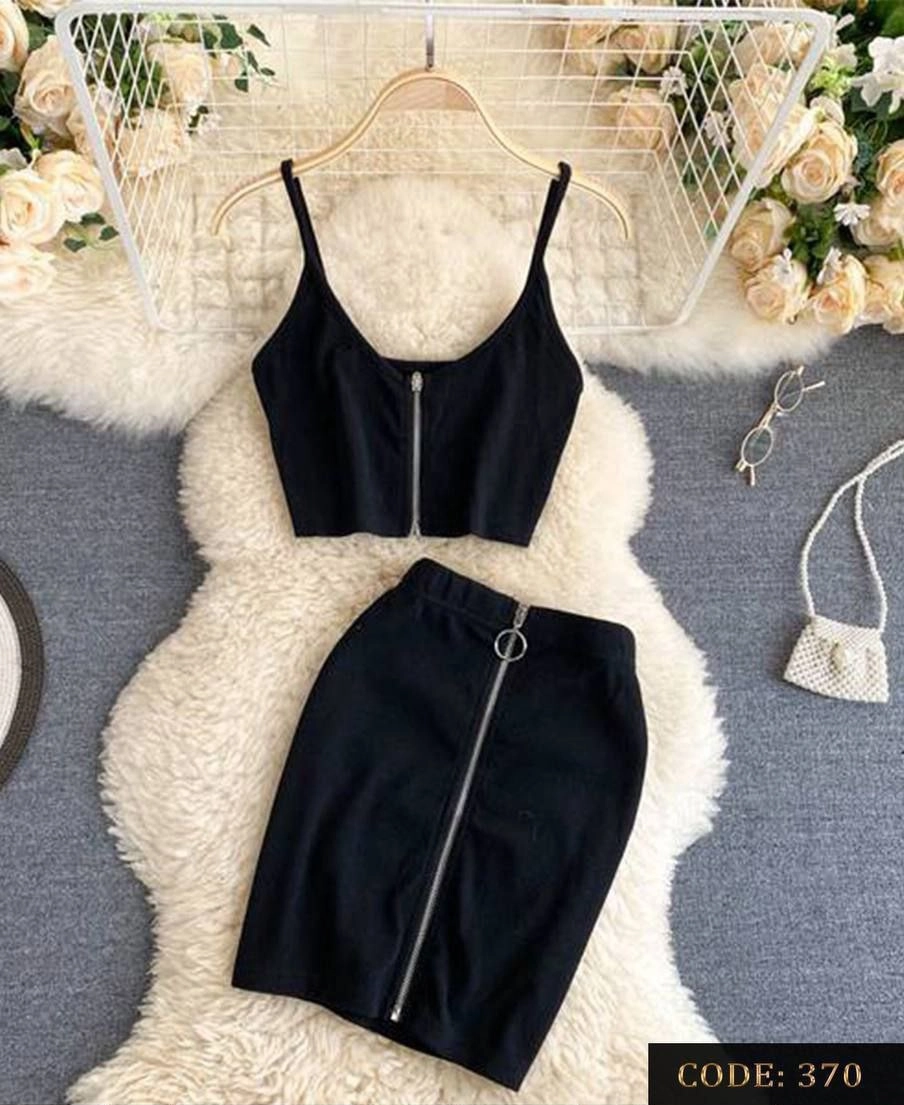 ست تاپ دامن زیپدار فانریپ پنبه کبریتی بهاره فری 36 تا 42 تن شیک