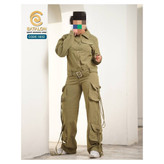 ست مانتو کتی و شلوار کارگو کتان کشی فری ۳۶ تا ۴۴ تن شیک