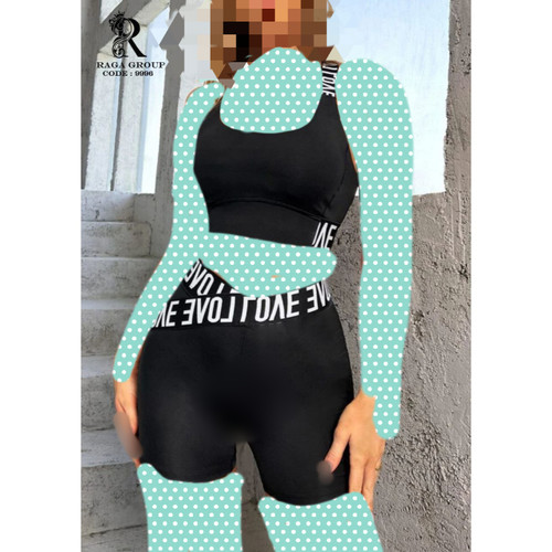 9996 ست نیمتنه کراپ شلوارک ورزشی و باشگاهی موکا نرم و لطیف ضد حساسیت فری ۳۸ تا ۴۲ تن شیک