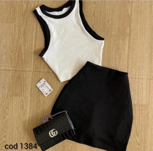 1384 ست تاپ کراپ نیمتنه دامن فشن فانریپ پنبه کبریتی فری ۳۸ تا ۴۲ تن شیک