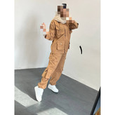 ست مانتو شلوار کارگو کتان تی سی کجراه فری ۳۸ تا ۴۴ تن شیک