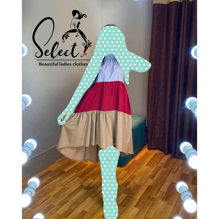 پیراهن ساحلی عروسکی طبقه ای رنگی پوپلین عالی فری ۳۶ تا ۵۰ تن شیک