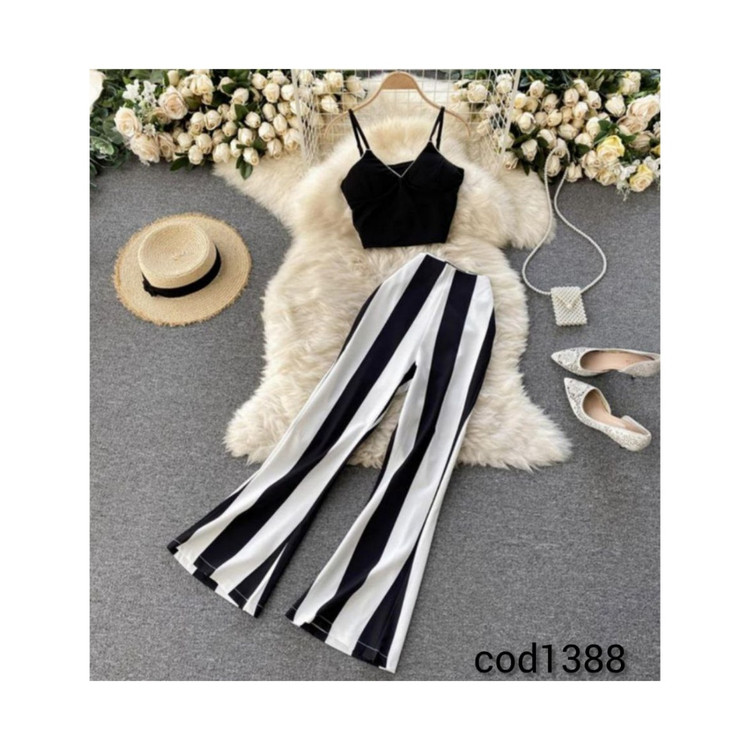 ست کراپ نیمتنه شلوار دمپا چاک فشن فانریپ پنبه کبریتی فری 38 تا 42 تن شیک