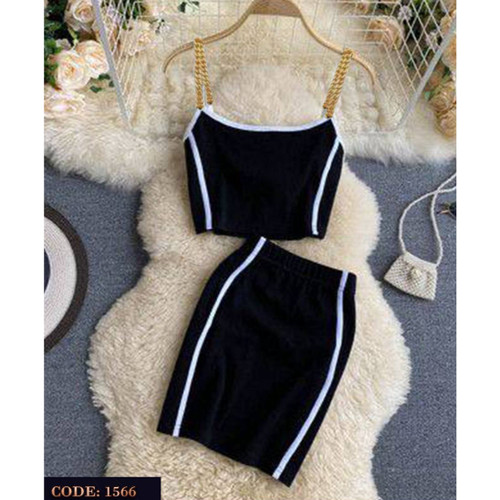 1566 ست تاپ کراپ نیمتنه دامن فانریپ پنبه بهاری فری 36 تا 44 تن شیک