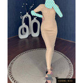 پیراهن تونیک ماکسی بلند آستین پفکی کوتاه ژپون دار فانریپ پنبه کبریتی فری ۳۶ تا ۴۶ تن شیک