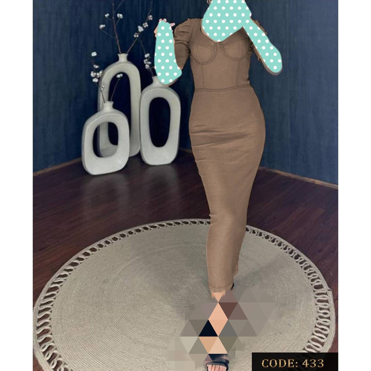 پیراهن تونیک ماکسی بلند آستین پفکی کوتاه ژپون دار فانریپ پنبه کبریتی فری ۳۶ تا ۴۶ تن شیک