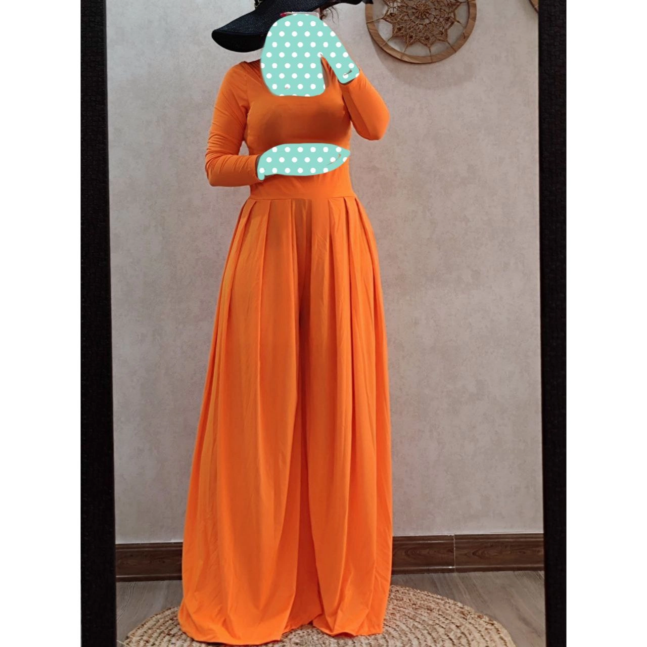 50501 ست تاپ کراپ نیمتنه و شلوار پیله دار فری سایز ۳۸ تا ۴۶ جنس سوپر فلامنت تن شیک - ۴