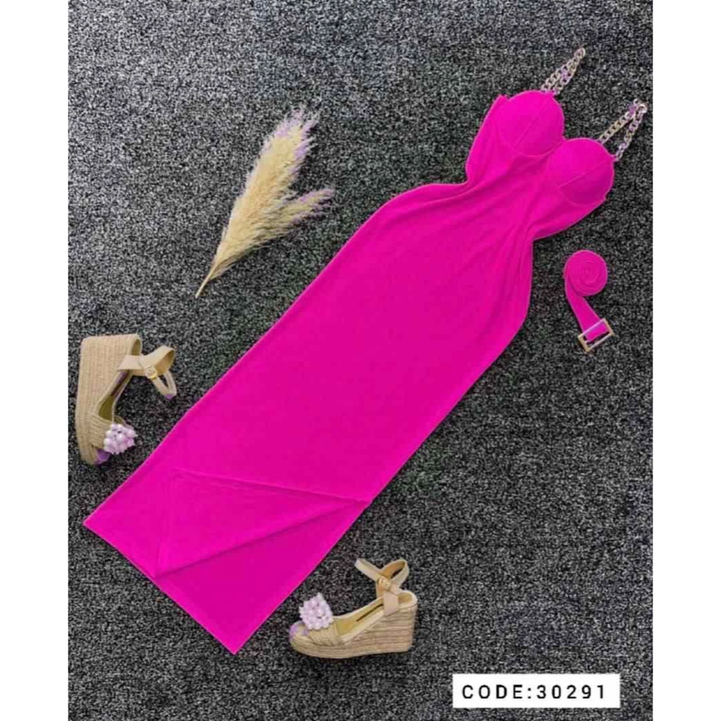 پیراهن ماکسی کبریتی چاکدار کاپدار نواردوزی کمربند دار قد ۱۳۰ فری سایز ۳۶ تا ۴۴ تن شیک