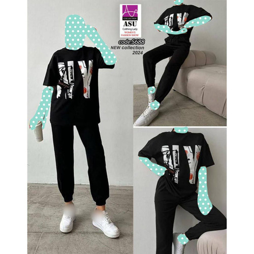 ست تیشرت شلوار NY سوپر ویسکوز فول عالی با کیفیت عالی فری ۳۶ تا ۴۲ تن شیک