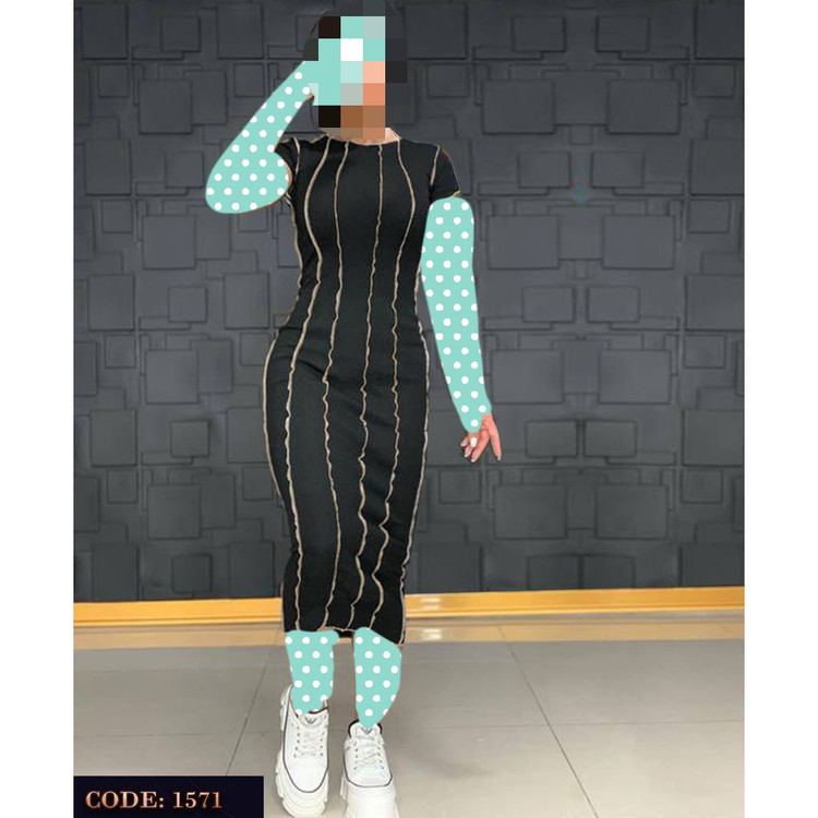 1571 پیراهن ماکسی بلند رگه دوزی بدون آستین فانریپ کشی عالی بهاری فری 36 تا 44 تن شیک