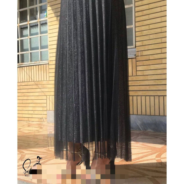 دامن مجلسی بلند تور و لمه قد از کمر ۹۵ فری سایز ۳۶ تا ۴۸ تن شیک